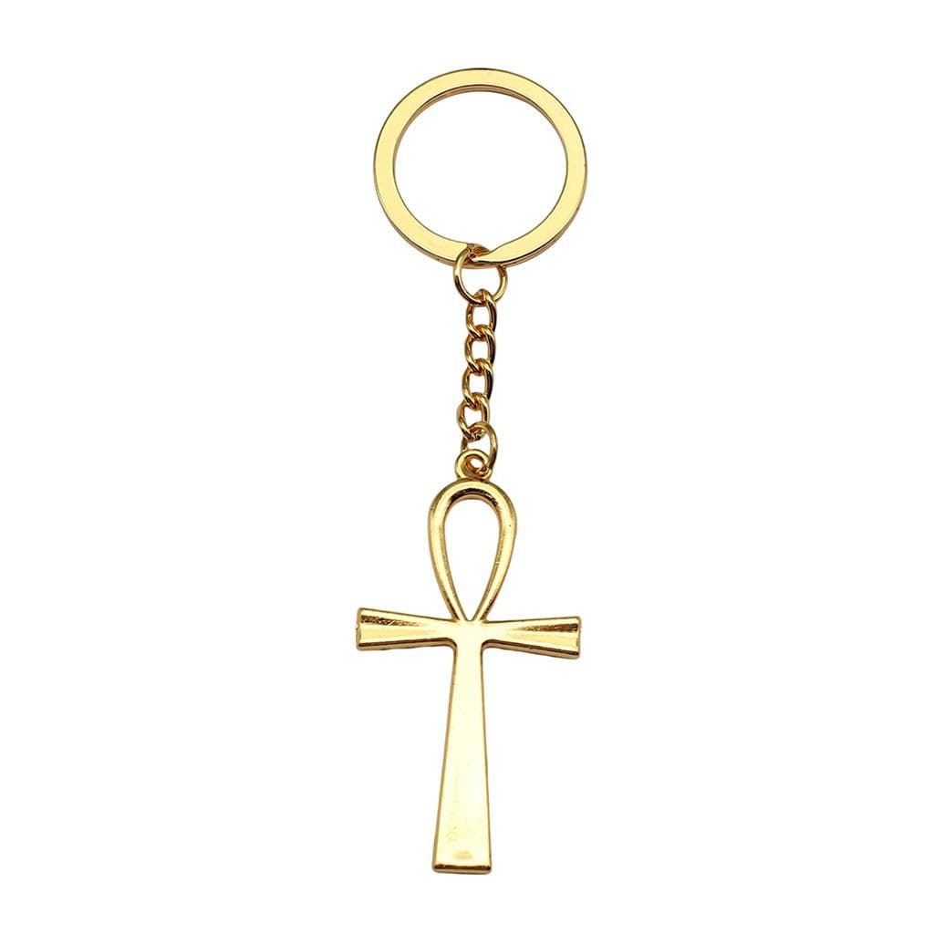 Ankh Cross Charm Keychain Egyptian Amulet Key Holder 28mm Ring