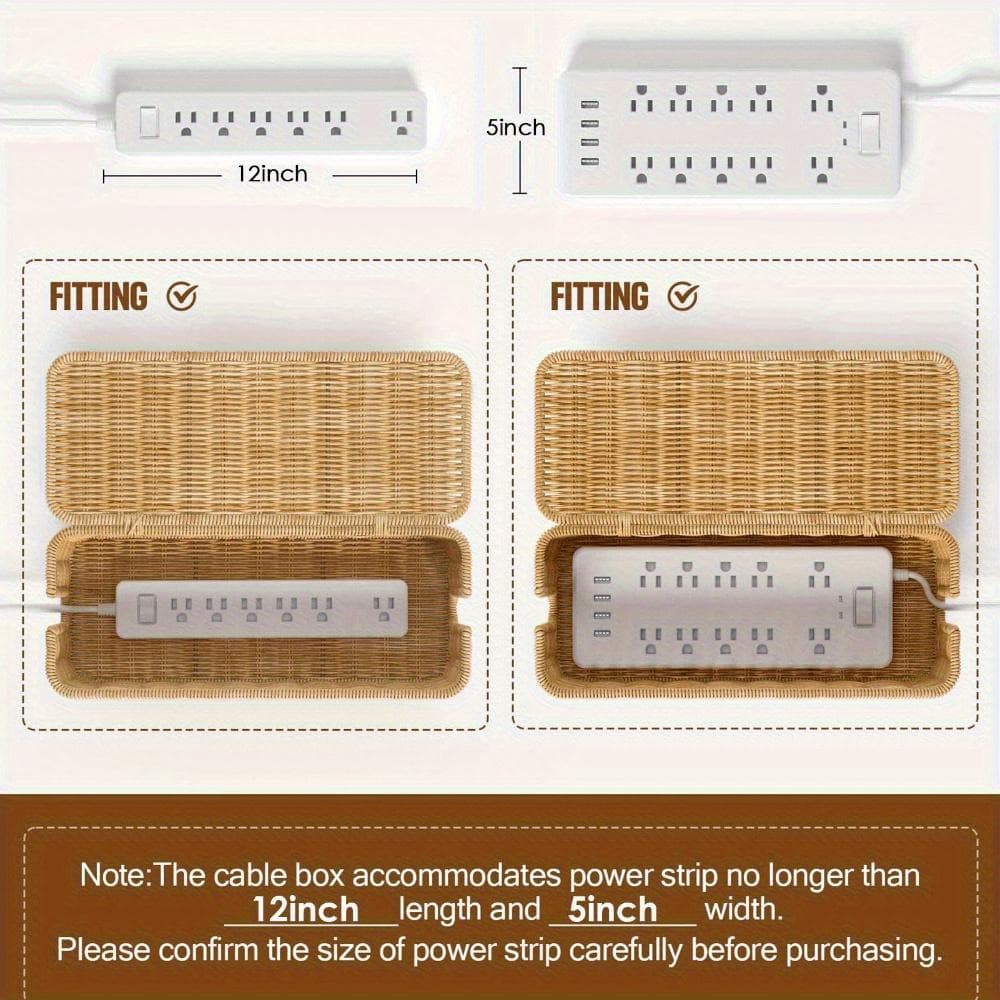 Hand-woven rattan electrical box-Durable PE material,with a lid,featuring a rural country style design, multiple storage spaces