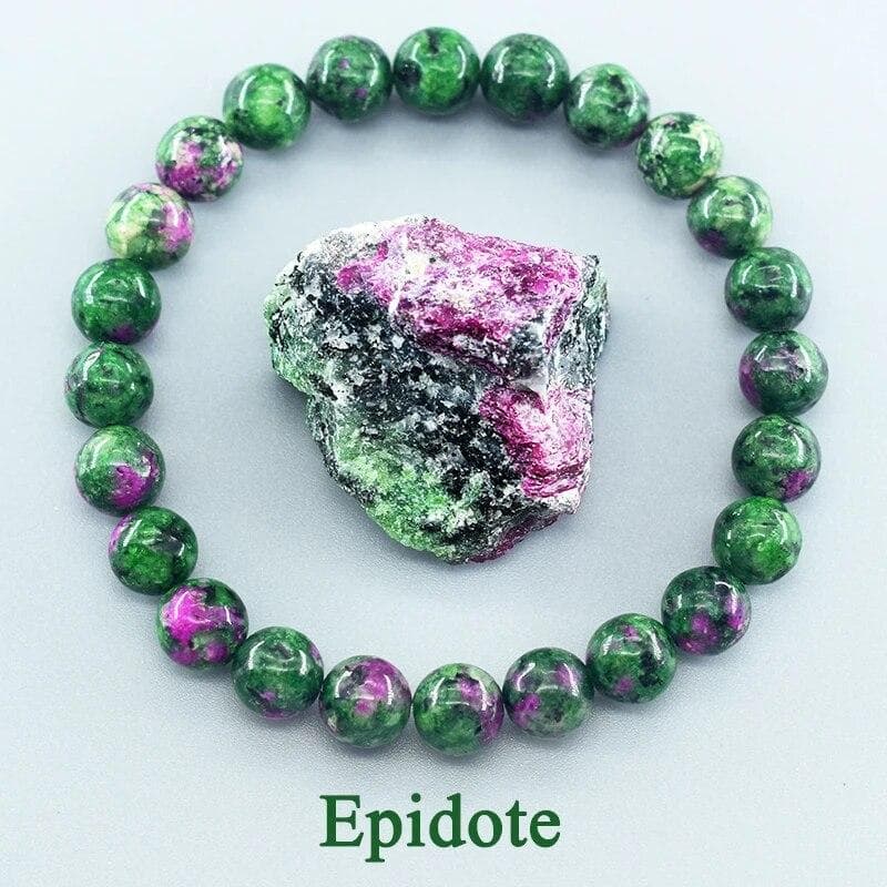 Geniune natural epidote zoisite pedra grânulo pulseira homme quartzo lava tigre olho pulseira feita de pedra natural jóias para mulher