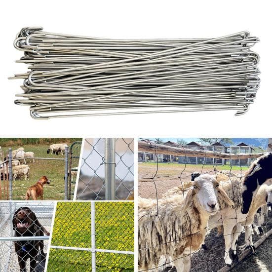 100 Peças Amarras de Arame para Cerca de Corrente Aço Inoxidável Pesado
