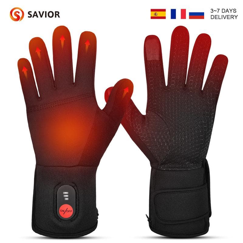Savior Heated Gloves Electric Skiing Winter Warm Support Touch Screen Glove Men Women Snowboarding Thermal Skiing Liner Outdoor