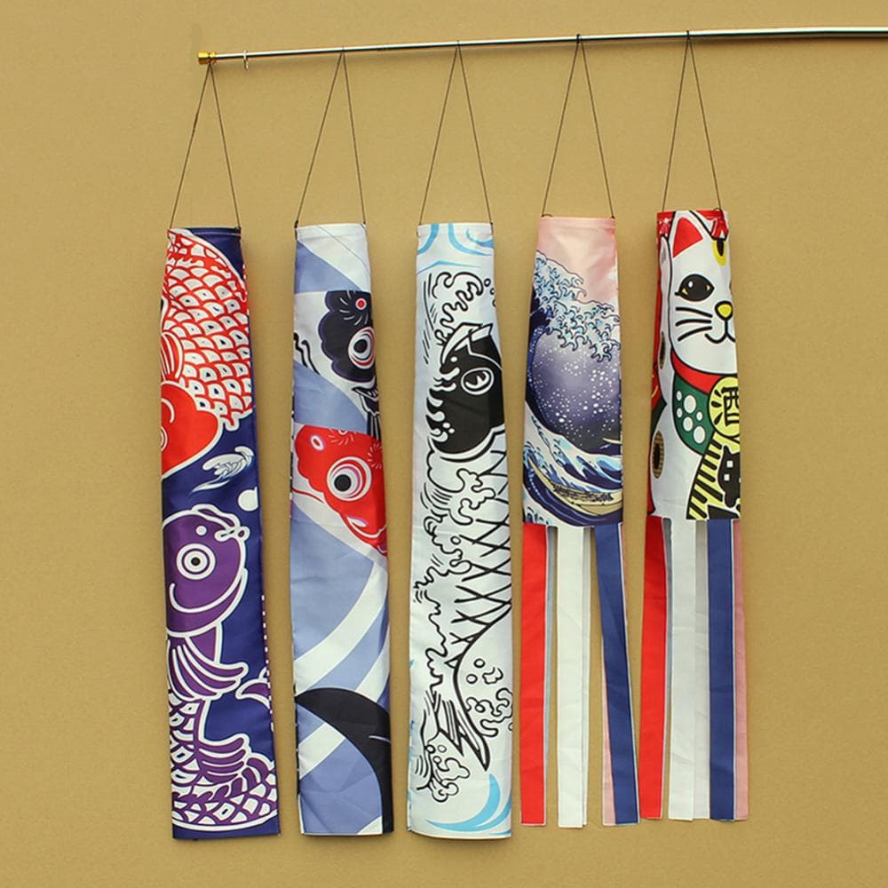 Bandeira Decoração Japonês Nobori Koinobori Serpentina Carpa Biruta Peixe Pipa Decoração de Restaurante branca preta