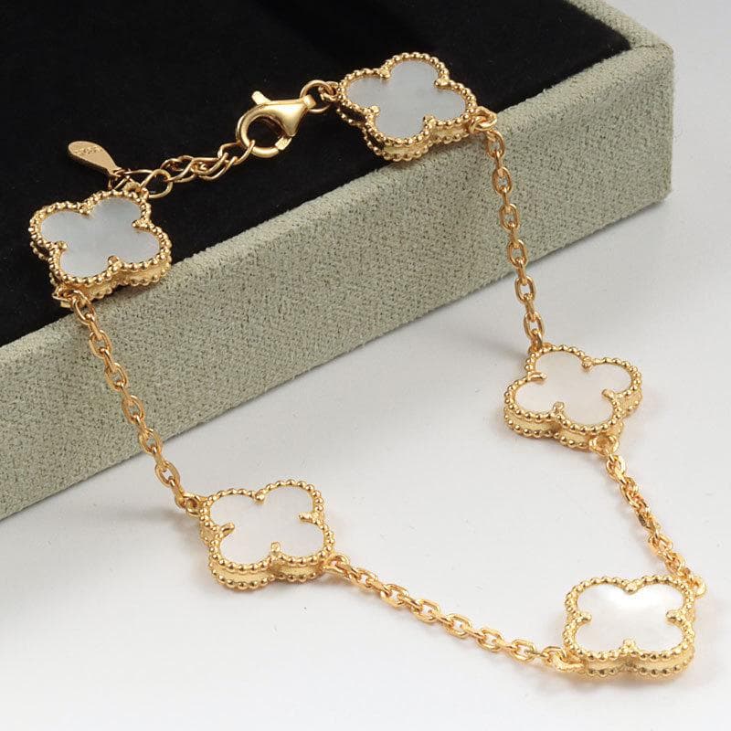 Pulseira da Sorte Trevo de Quatro Folhas Cinco Flores para Homens e Mulheres 18K Ágata Madrepérola Seiko Pulseira de Alta Qualidade