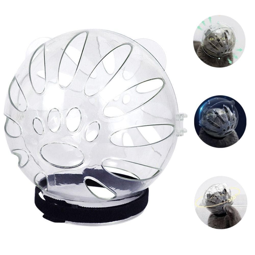 Ball-shaped Bath Supplies Pet Grooming Kitten Protective Helmet Cat Head Cover Anti-bite Space Hood