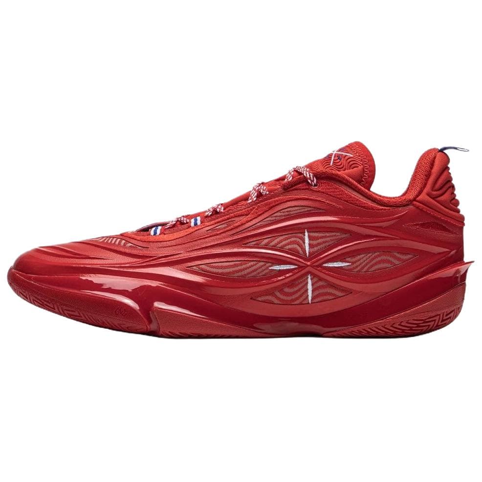 Li Ning Wade Resistente à Abrasão Amortecimento Cano Baixo Tênis de Basquete Unissex Vermelho ABAV045-12 cm