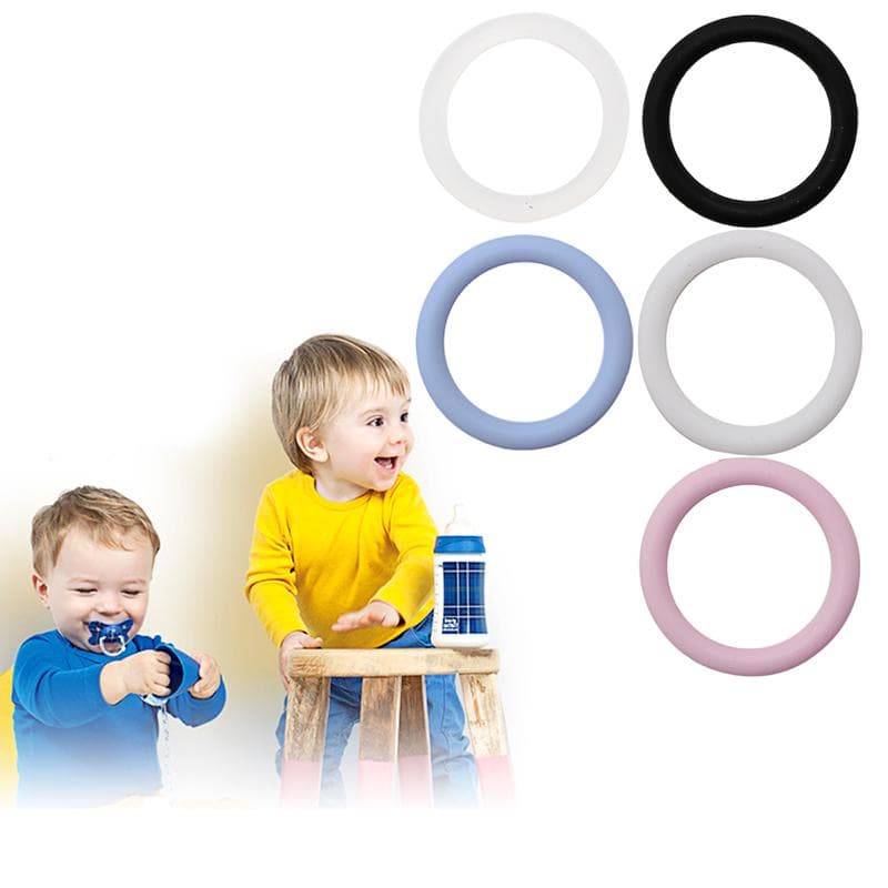 5 peças Anéis de Vedação Silicone Corrente para Chupeta de Bebê Clips Adaptador Suporte para MAM branco