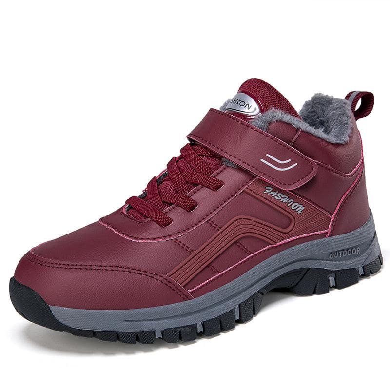 TUINANLE Sapatos de pelúcia de inverno ao ar livre antiderrapante tênis femininos à prova d'água sapatos de tornozelo de neve quente cm vermelho