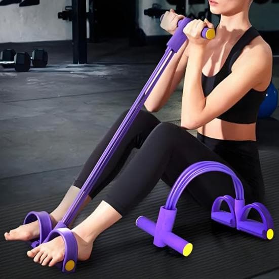 Banda de Resistência com Pedais para Abdominais de 6 Tubos com Alça Corda de Tensão Multifuncional Elástico Puxador de Pedais para Yoga Treinador