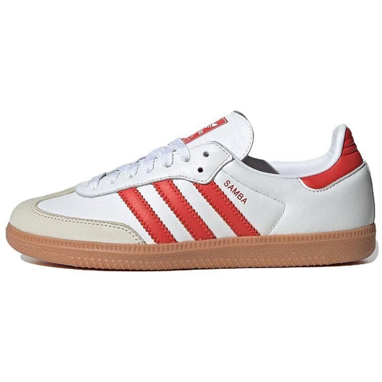 adidas Samba OG Branco Vermelho Solar Borracha Tênis Feminino Branco Nuvem Off-White IF6513 cm