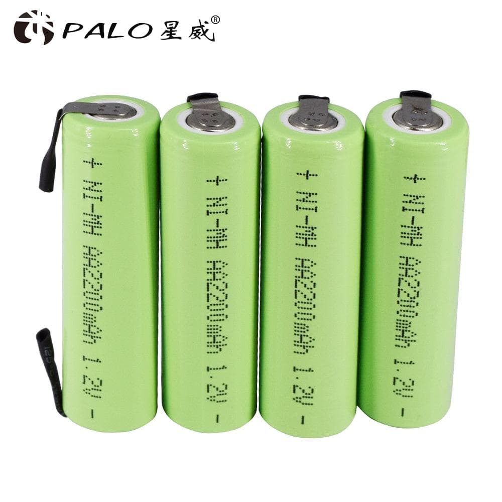 4 Pçs/set AA recarregável 2200mah 1.2V ni-mh bateria Recarregável com Folhas de Soldagem para Philips barbeador elétrico navalha verde