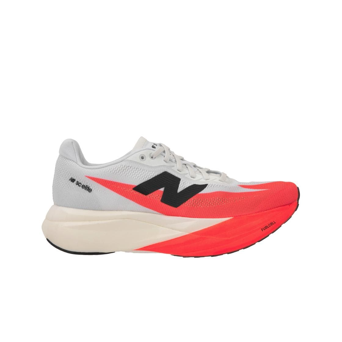 New Balance FuelCell SuperComp Elite v5 Vermelho Urgente Tênis Feminino Branco Preto WRCELLR5 cm
