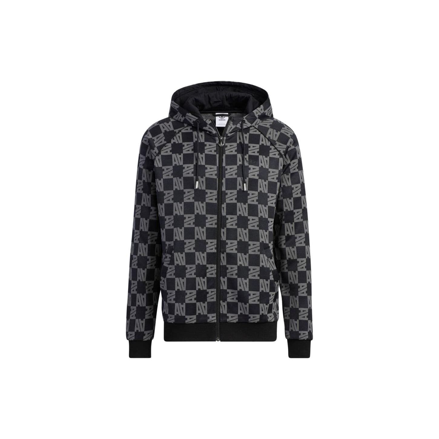Adidas Logo Printed Hoodie With Drawstring Unisex Jackets Black HR3435 cm