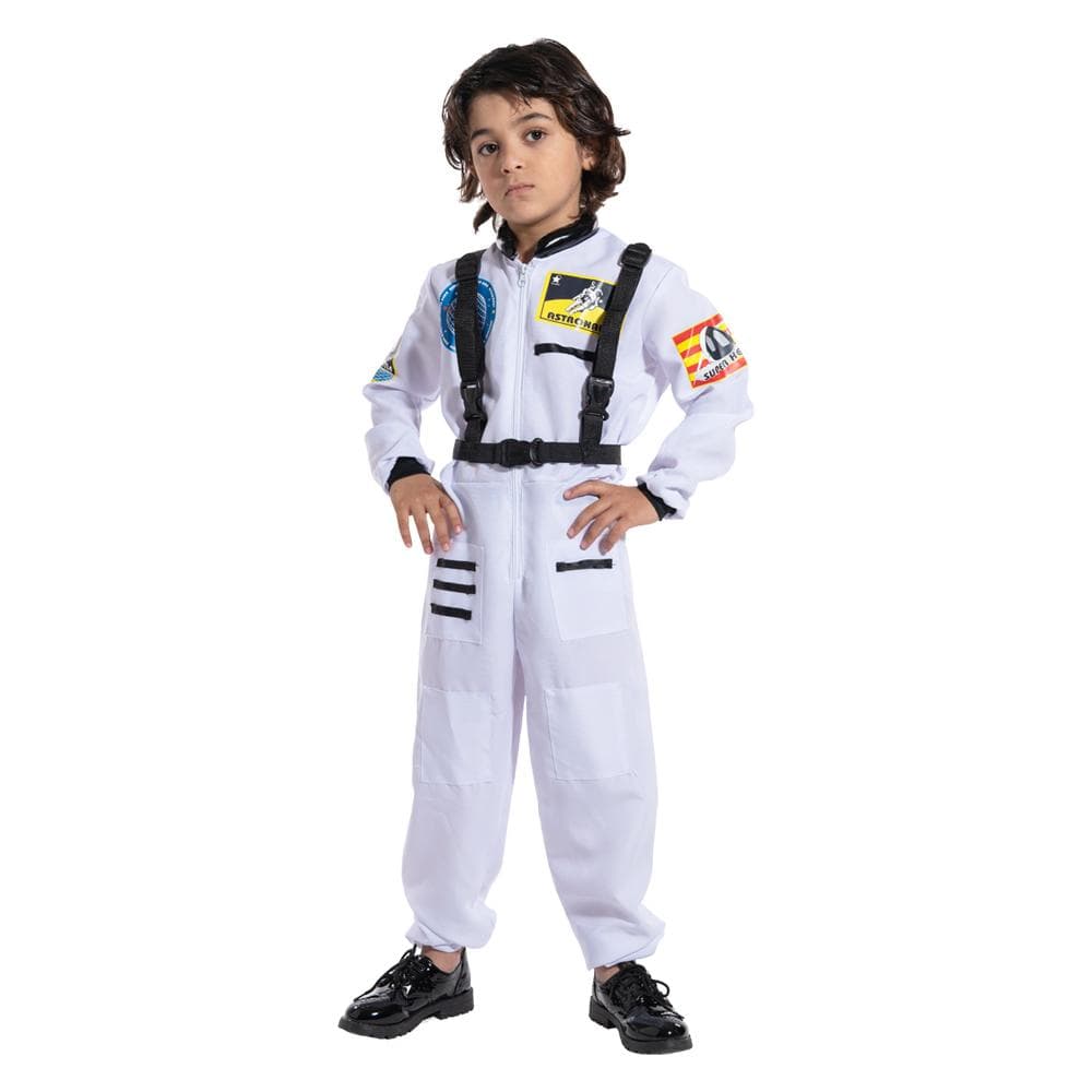 Traje de astronauta infantil branco, traje espacial para meninos e meninas, roupa de astronauta cm branco