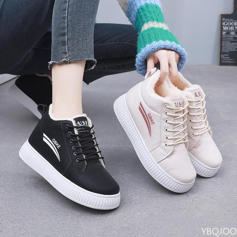 Fashionable versatile high top cotton shoes women thick soled winter new item warm comfortable anti slip snow cotton boots cm preto