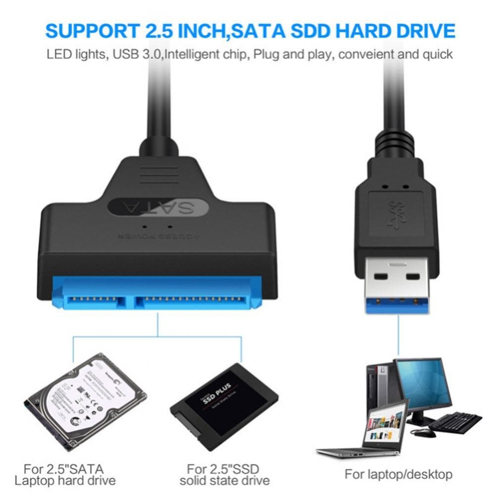 RYRA SATA para USB 3.0 / 2.0 Easy Drive Cabo USB 3.0 para Sata III Adaptador de disco rígido externo HDD SSD de 2,5 polegadas Adaptador de disco