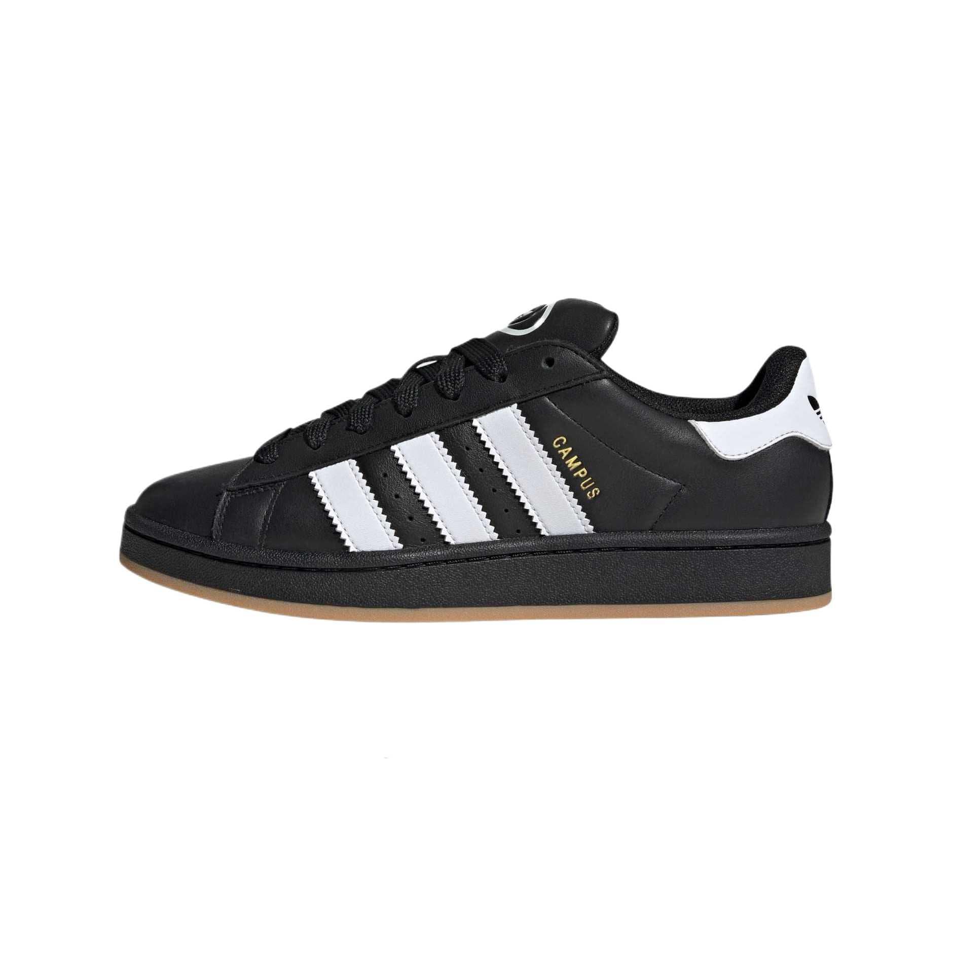adidas Campus 00s Couro Preto Essencial Borracha Tênis Unissex Branco Nuvem JP9997 cm