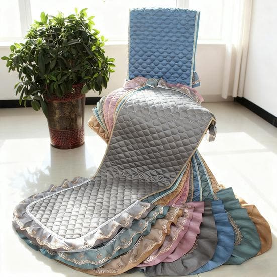 Almofada de Cadeira com Babado de Renda Acolchoada Antiderrapante Quadrada Protetor de Cadeira com Faixa Elástica para Cadeiras de Jantar Assento