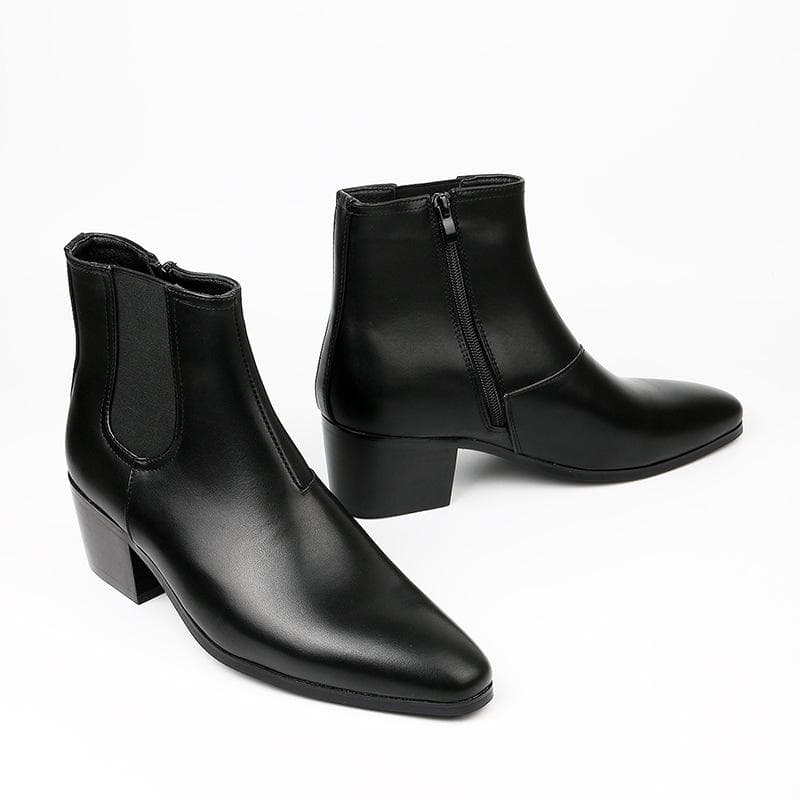 Botas Chelsea masculinas de salto alto - Moda outono/inverno, bico quadrado, botas curtas que aumentam a altura. cm