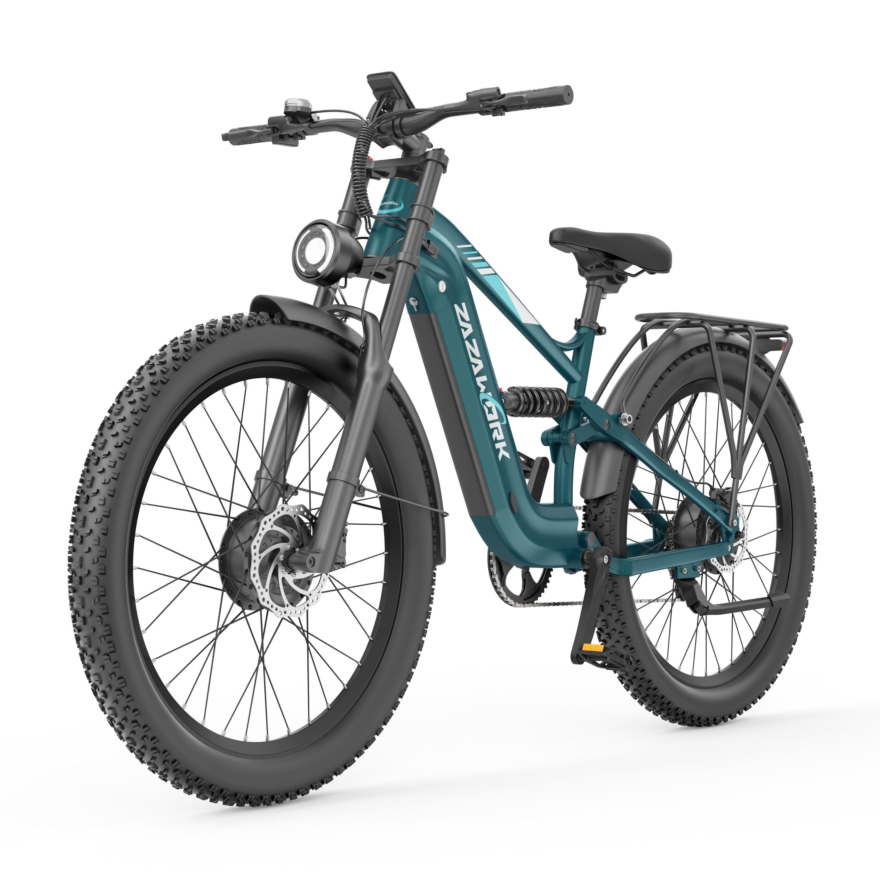 Bicicleta Elétrica de Alta Gama ZAZAWORK CF500 PRO Motor Duplo 1000W*2 Bateria 48V20Ah Velocidade Máxima 50KM/H Pneus Off-Road de 27 Polegadas