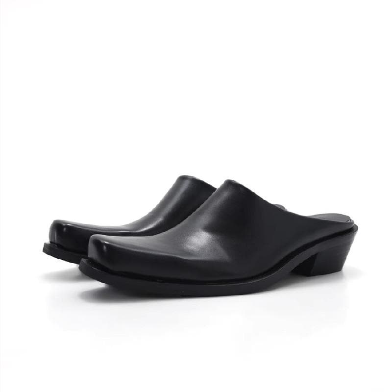 Moda feminina Chinelos casuais masculinos Sapatos Muller de couro Mocassins masculinos Exterior Antiderrapante Preto Casual Meio chinelo Sapatos de mo