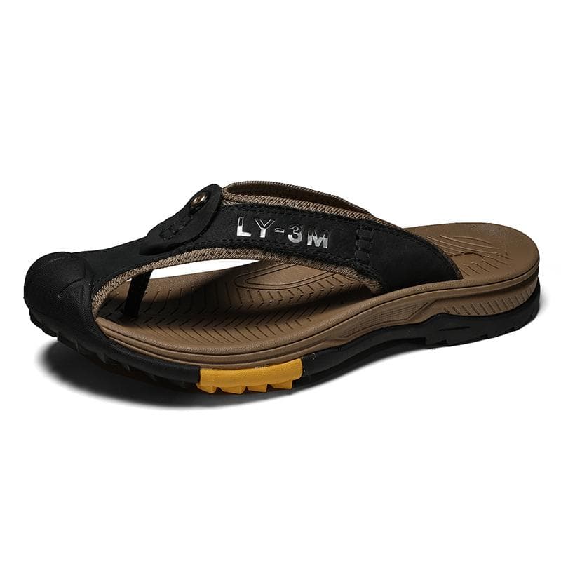 Sapatos de Couro Bovino Genuíno Sandálias Masculinas Chinelos Masculinos Sapatos Casuais Masculinos Chinelos de Massagem Clássicos Chinelos de