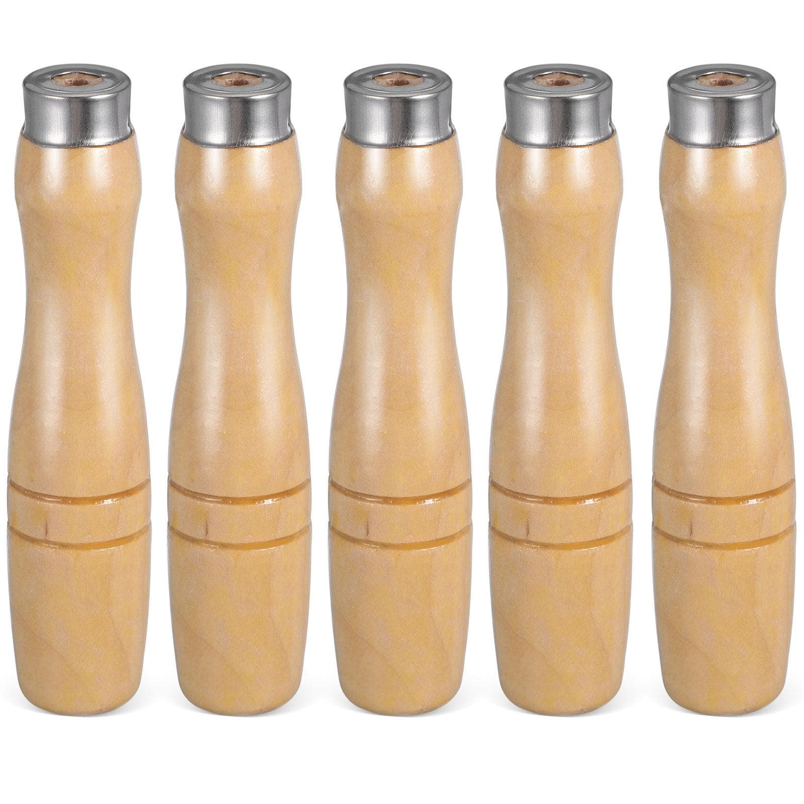 5 Peças de Cabos de Lima de Madeira com Furo de 4,8mm Formato Ergonômico Encaixe Seguro para Limas Raspas Chaves de Fenda Resistente a Impactos