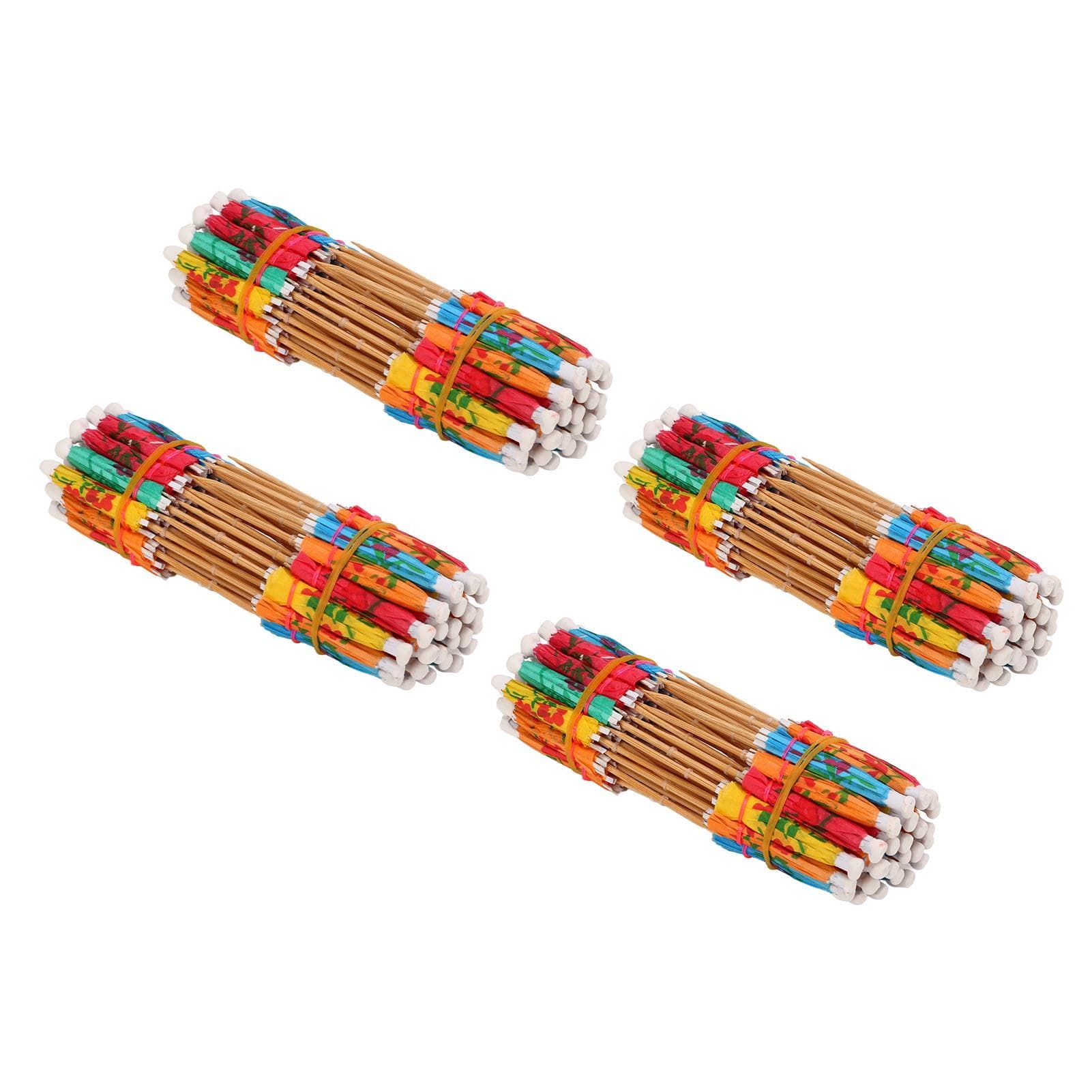 200 Unidades Guarda-Chuvas de Cocktail Multicoloridos Padrão Exquisito Papel Seguro Bambu Guarda-Chuvas de Bebida para Bar