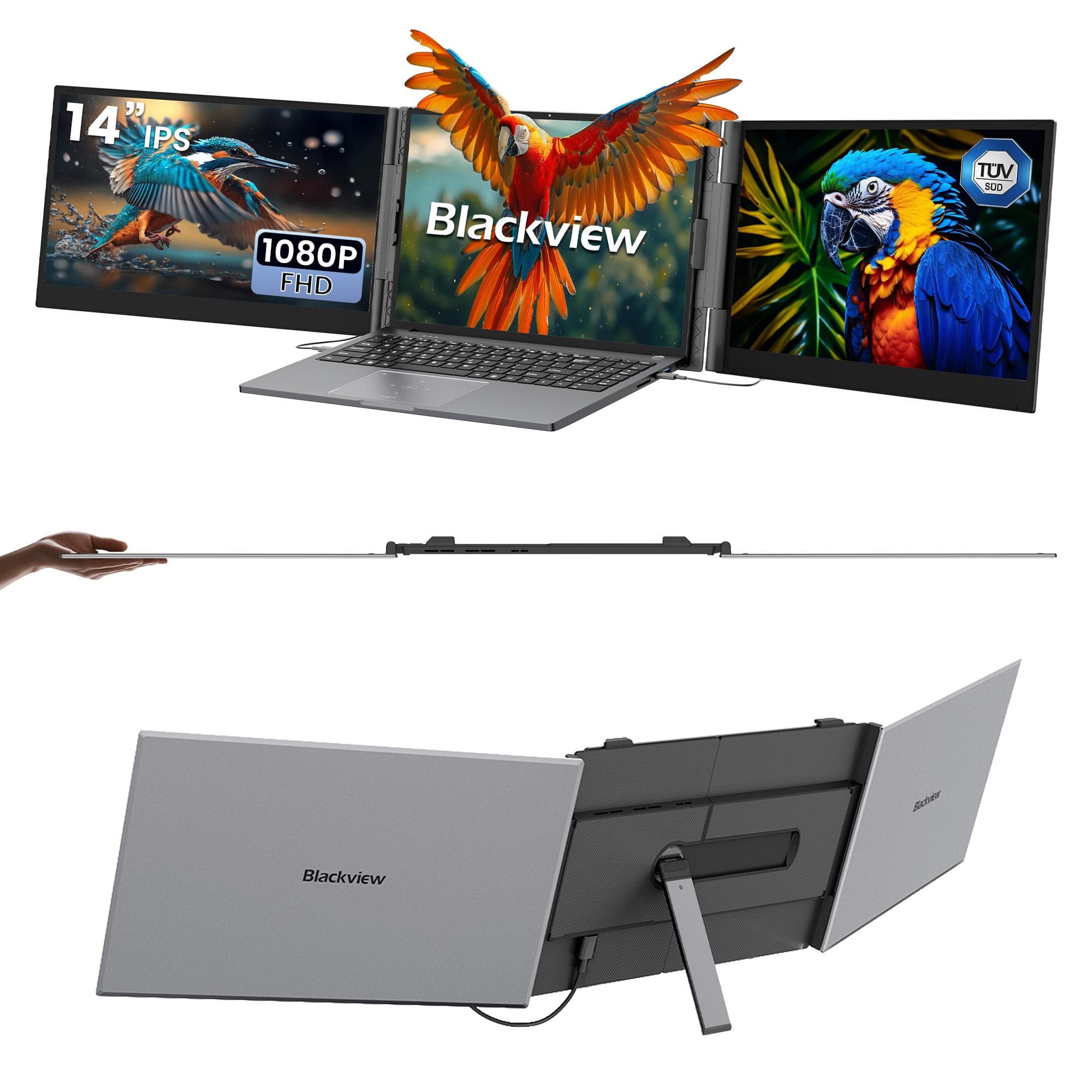 Monitor Portátil Blackview DCM6 Pro 14  FullHD 60Hz IPS Ultrafino Monitor com Altifalante USB-C preto