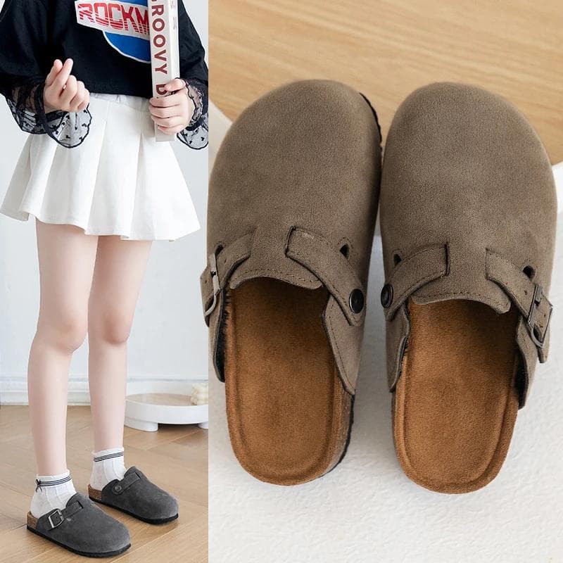 Tamancos de Cortiça para Meninos/Meninas Sapatos Planos com Biqueira Fechada Chinelos de Solado Grosso para Crianças Casuais de Exterior Chinelos