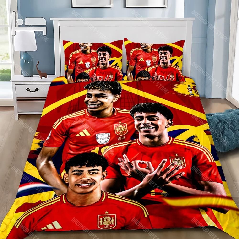 Capa de Edredom Estrelas de Futebol Fronha Conjunto de Cama Decoração de Quarto para Adulto Menino Menina Presente para Criança Tamanho Solteiro