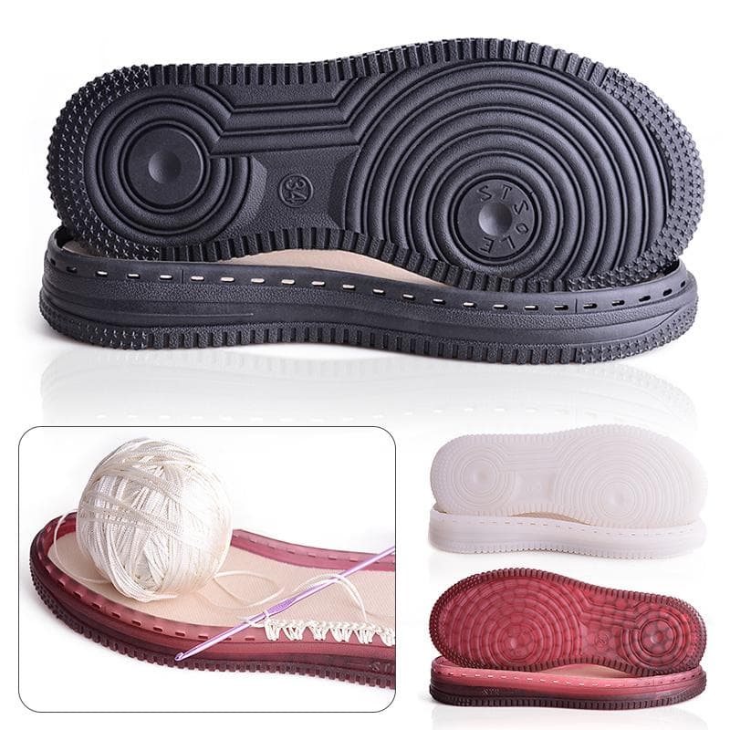 1 par de solas de borracha macia mão-tecido gancho linha solas antiderrapante sapato remendo reparação durável substituição para sapatos de