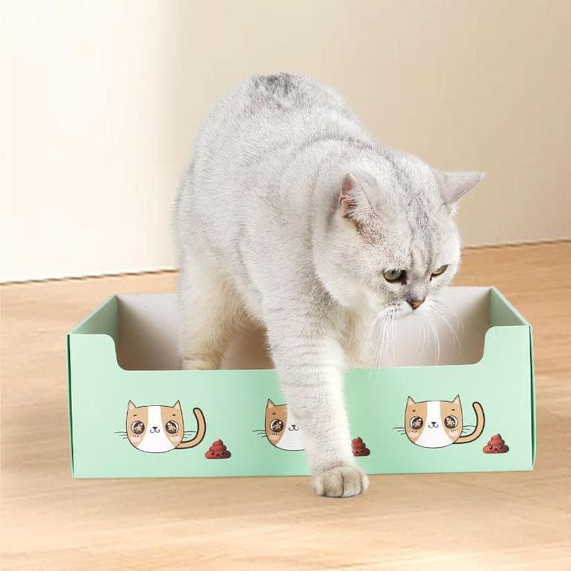 Caixa de areia descartável dobrável para gatos, recipiente para areia de animais de estimação, banheiro de viagem para gatinhos, antirrespingo, à