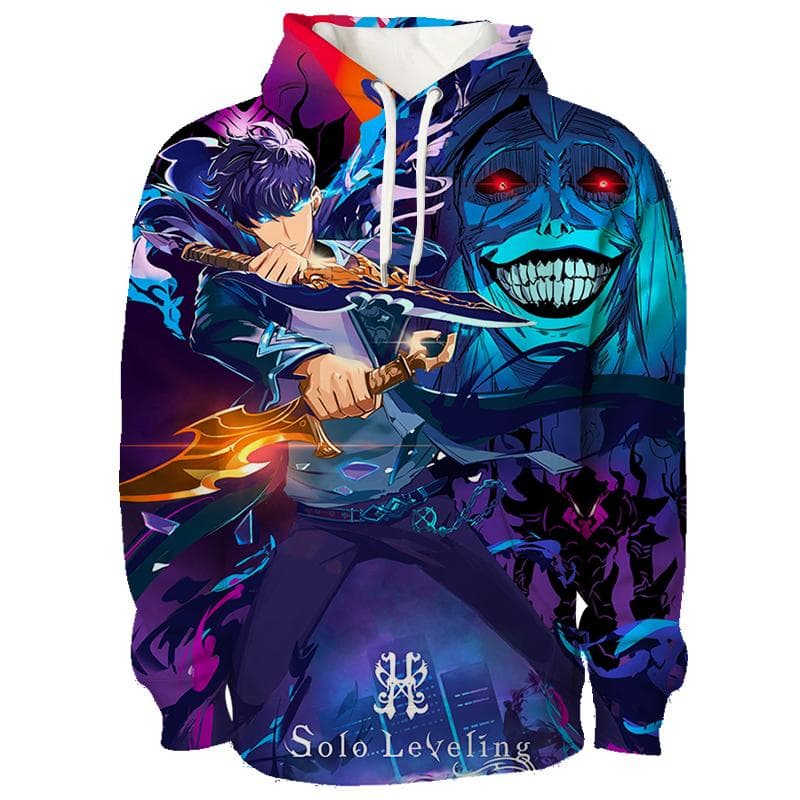 Moletom com capuz masculino, estilo Harajuku Anime Solo Leveling Sung Jin Woo, manga comprida, solto, da moda, com capuz, para homens cm