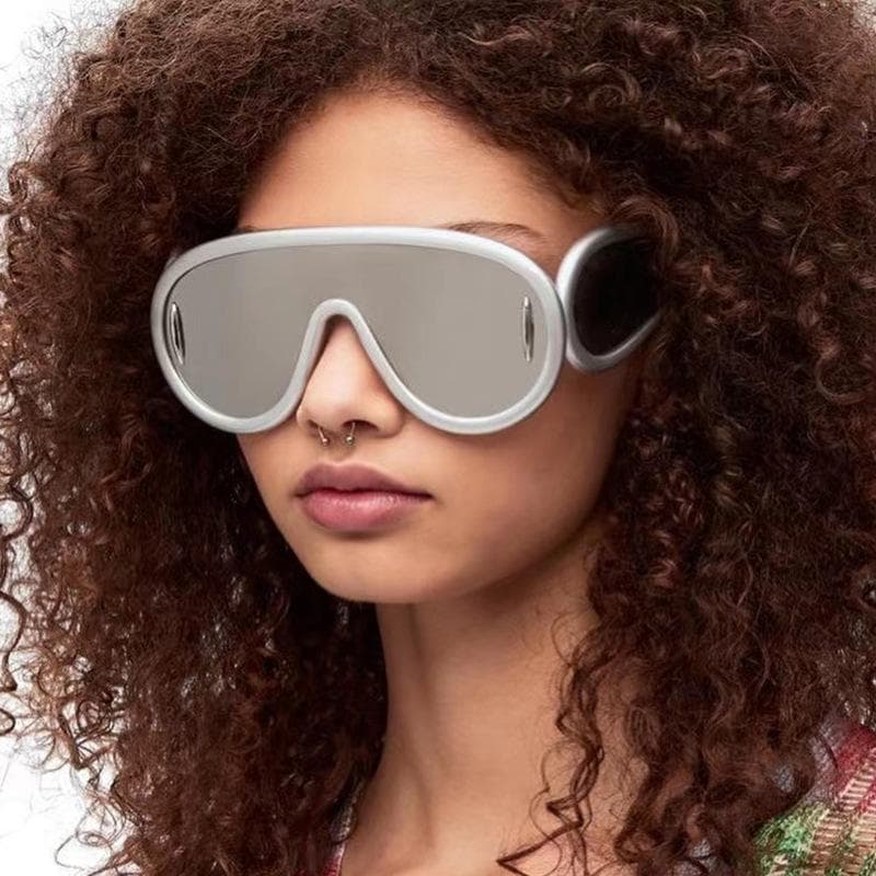 NOVOS Óculos de Sol Punk 2000'S Mulheres Homens Y2K Hip Hop Uma Peça Óculos de Sol de Marca de Luxo UV400 Óculos de Sol Unissex Espelho cm