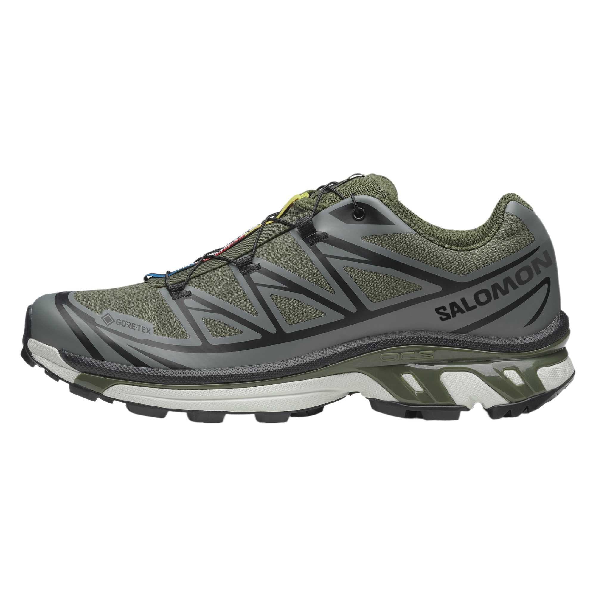 Salomon XT-6 Gore-Tex Moda Versátil Impermeável Tênis de Treino Cano Baixo Unissex tênis Verde Cinza 477327 cm