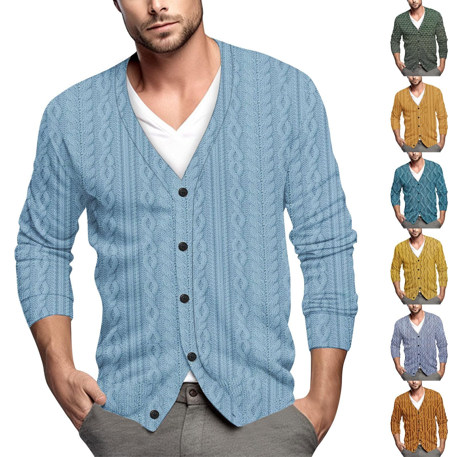Casaco casual masculino de manga comprida com botões e botões na moda cm amarelo