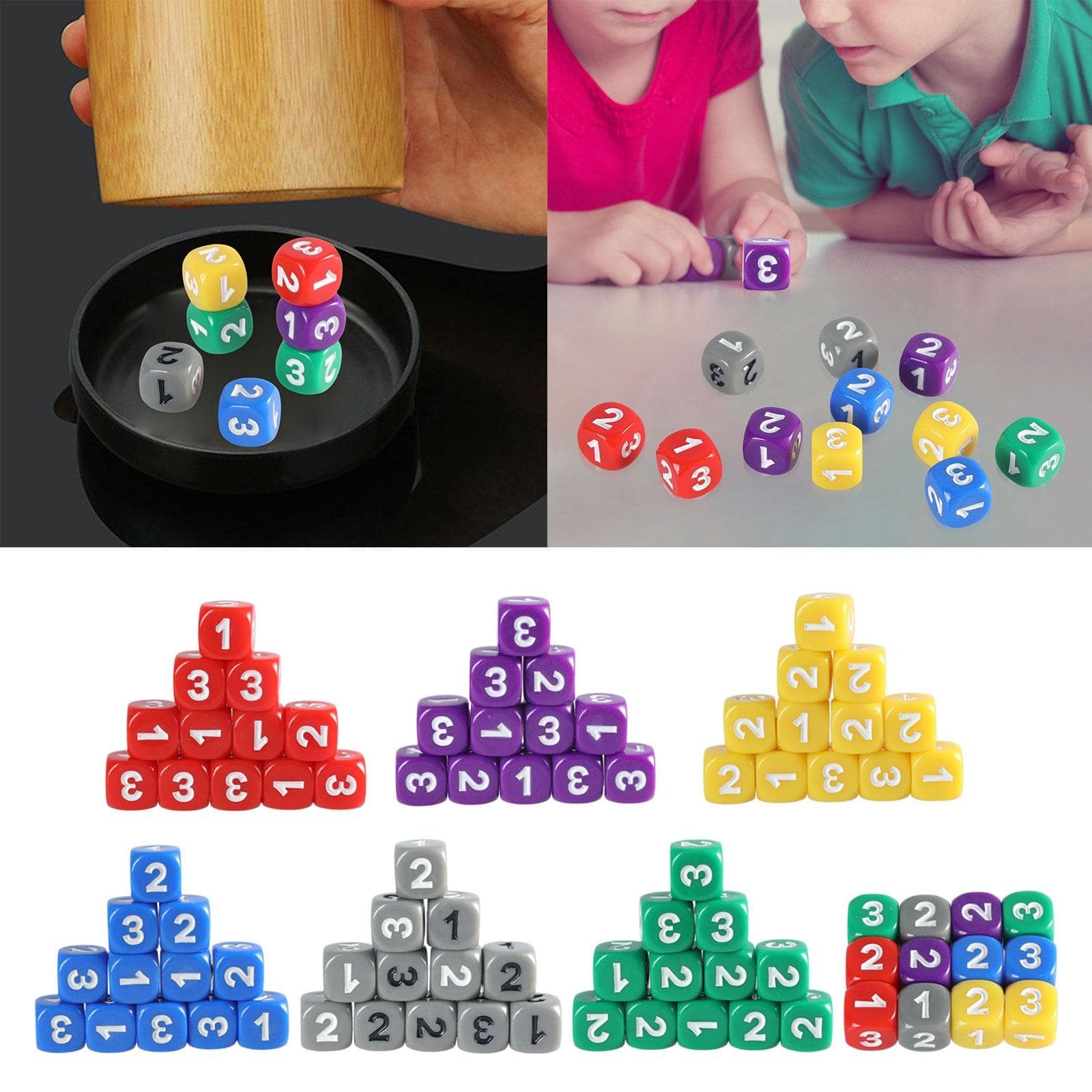 Conjunto de Dados com 12 Peças 13mm Conjunto de Dados Sólidos para Jogos com Número Grande Dados Acrílicos de 6 Lados Educacionais Cantos