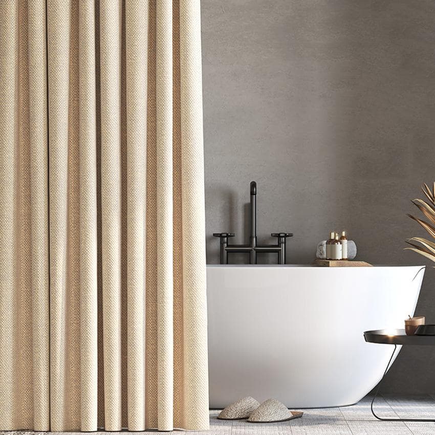 Cortina de chuveiro de linho de imitação grossa de luxo cortinas de banho à prova d'água para banheira de banheiro grande capa de banho com