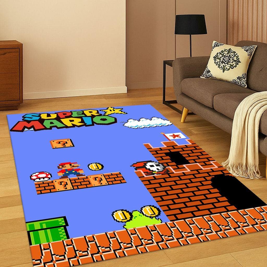 Tapete Cartoon Fofo 3D Super Mario Bros para Crianças, Sala de Jogos, Sala de Estar, Quarto, Capacho Decorativo, Tapete de Chão Antiderrapante para