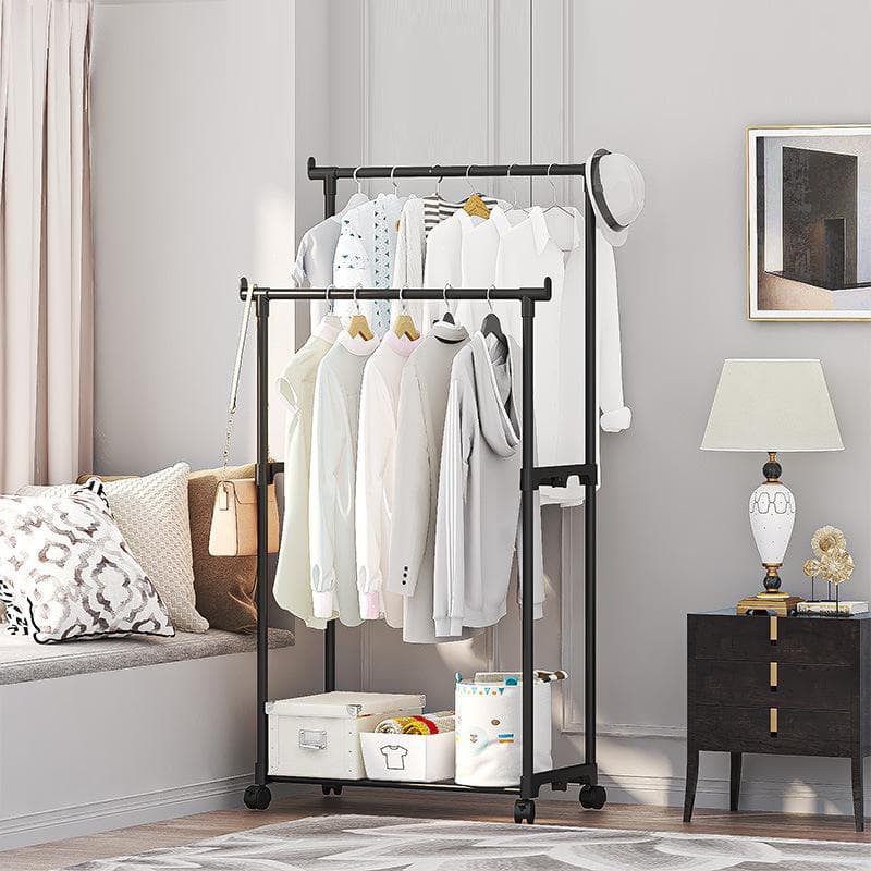 Cabide Móvel Cabide de Roupas Quarto Polia Prateleira Armazenamento de Roupas Cabides Montagem Simples Guarda-Roupa Chapéu Organizador de Roupas