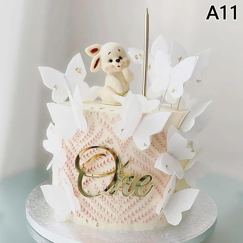 Um Topo de Bolo de Feliz Aniversário Acrílico Ouro Rosa Um Topo de Cupcake Para Crianças KTY