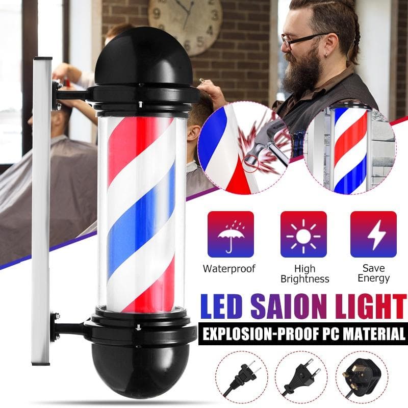 Barbeiro loja de beleza pólo rotativo luz barbeiro pólo led giratorio luz sinal do salão de beleza lâmpada de parede à prova dwaterproof água