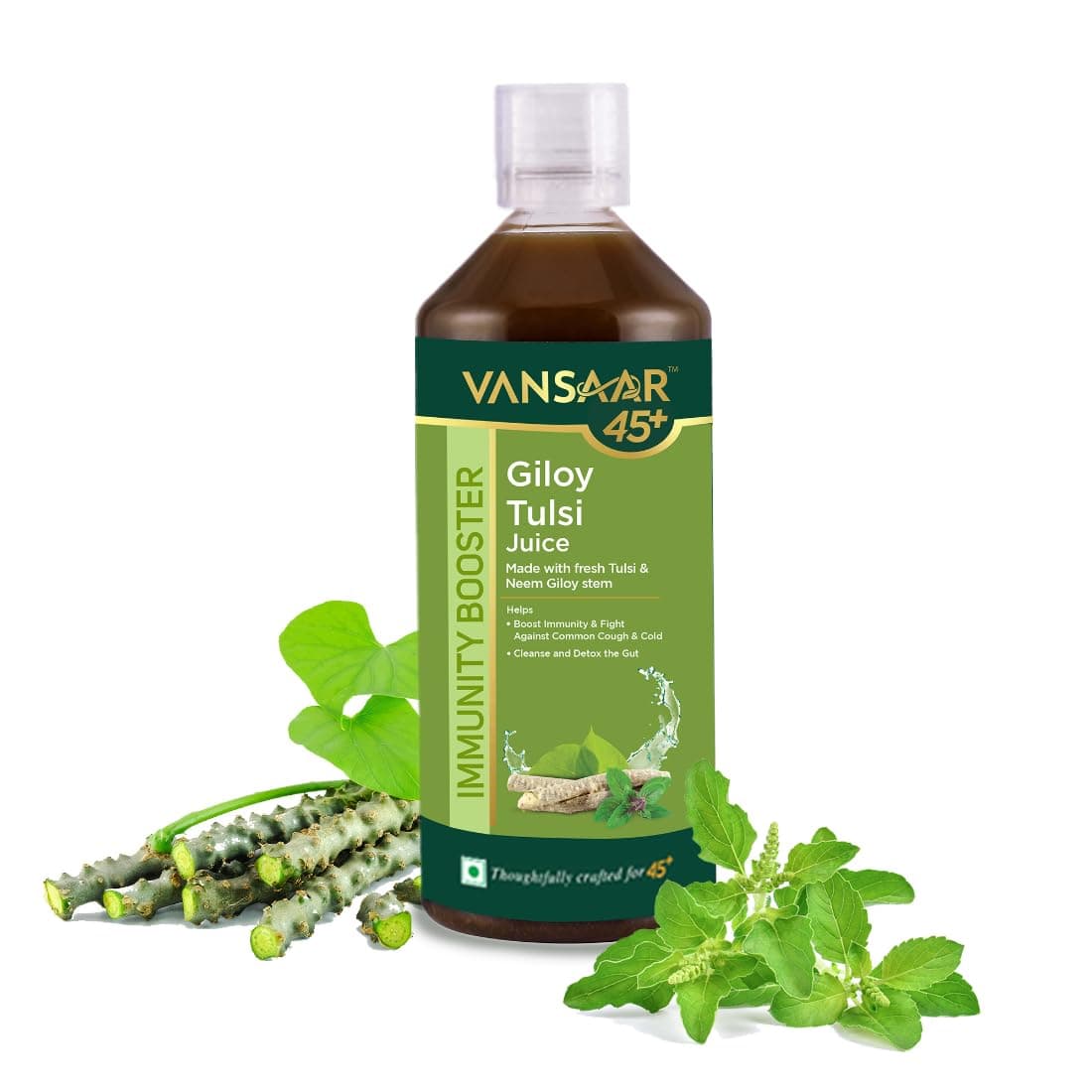 Vansaar 45+ Giloy Tulsi Wellness Juice 1L For Daily Vitality, Natural Detox Support, Neem-Grown Giloy, Fresh Tulsi, Pure Herbal Drink, Pack Of 1