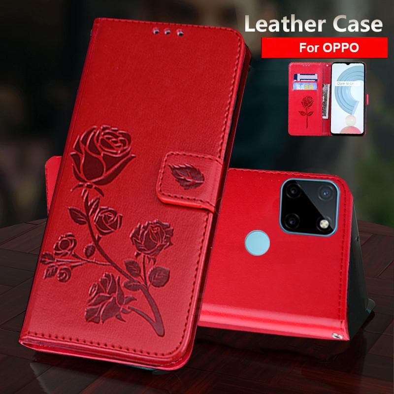 Capa flip de couro flor de luxo para OPPO Realme C21Y C11 C25Y C31 C35 C20 C17 C15 C12 9 8 7 6 Pro 9i 8i 7i A52 A72 A92 A54 A74 A94 4G 5G Capa carteir