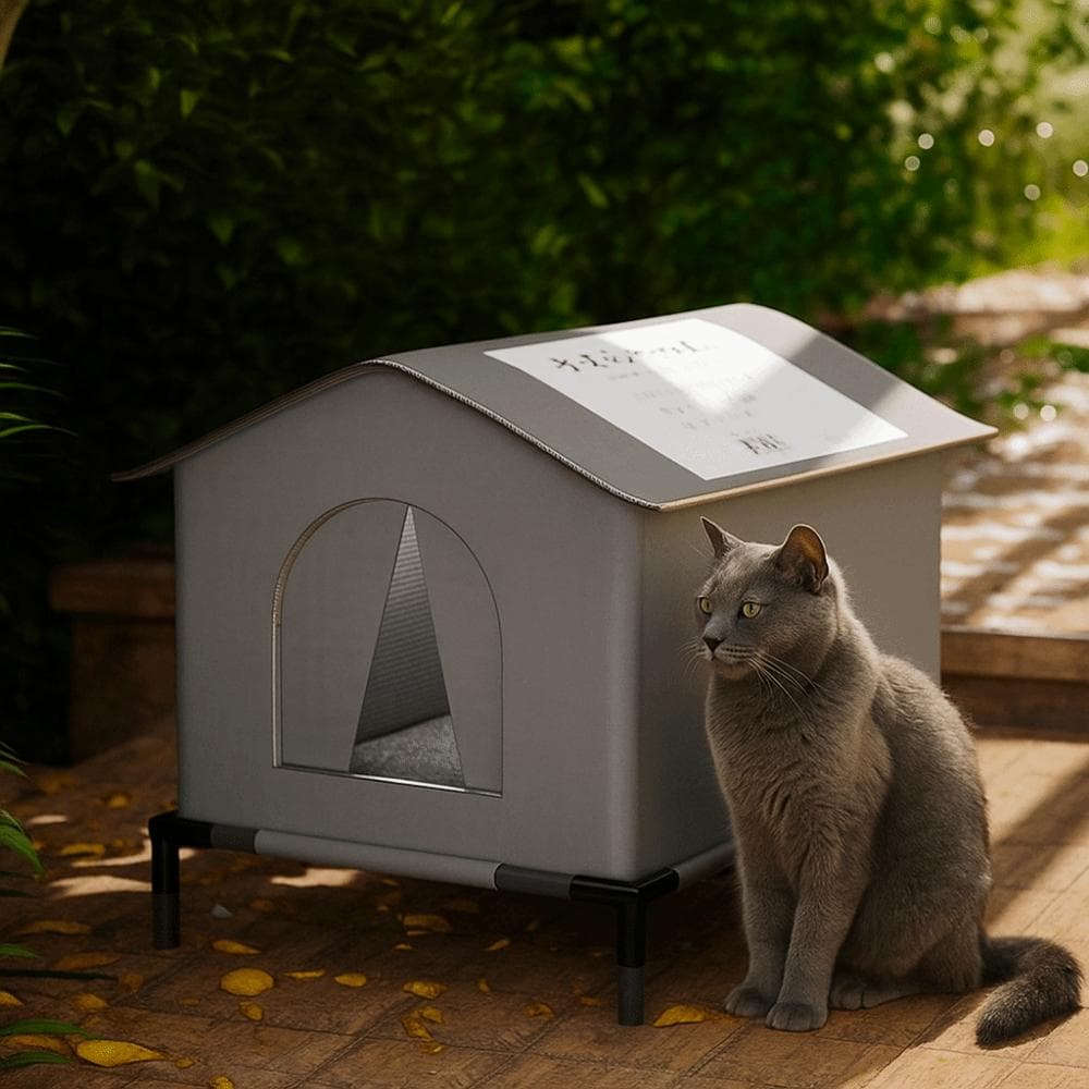 Casa de Gato Impermeável Isolada Dobrável Tenda para Animais de Estimação ao Ar Livre Abrigo para Gatos Selvagens Quatro Estações