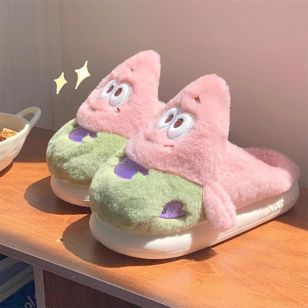 Mulheres Sola Grossa Bonito Desenho Animado Pelúcia Casa Chinelos Inverno Quente Antiderrapante Sapatos Internos Mulher Aconchegante Macio Quente