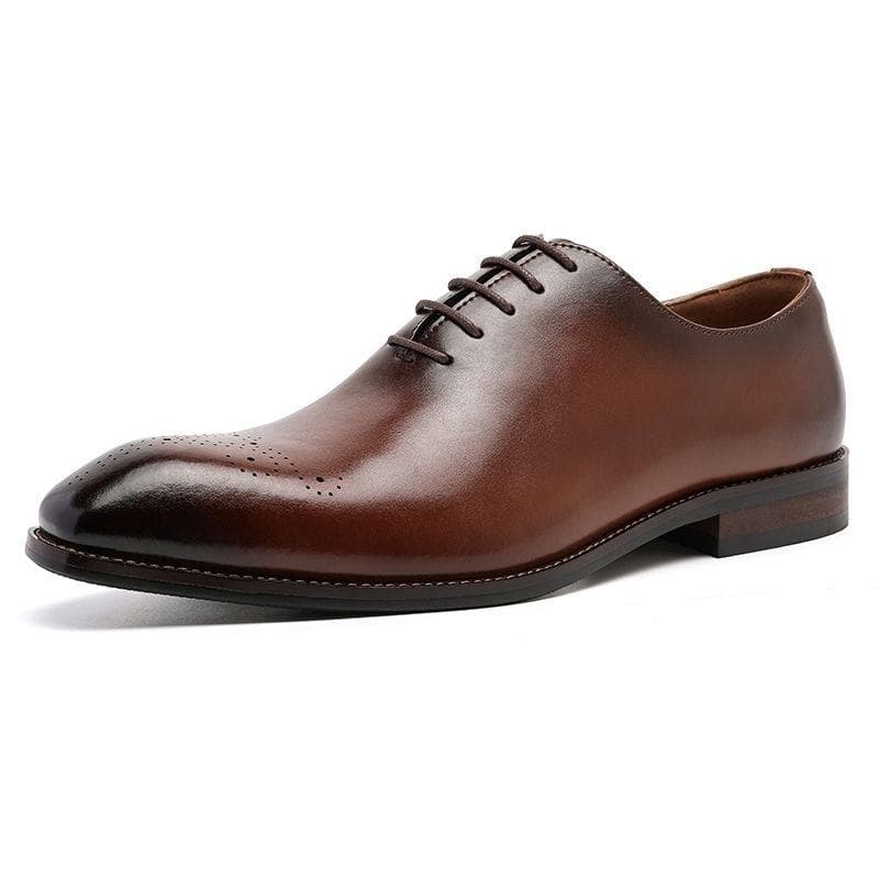 Sapatos Oxford de couro genuíno masculinos, corte inteiro, bico fino, cadarço, sapatos formais de negócios, casamento, para homens cm preto