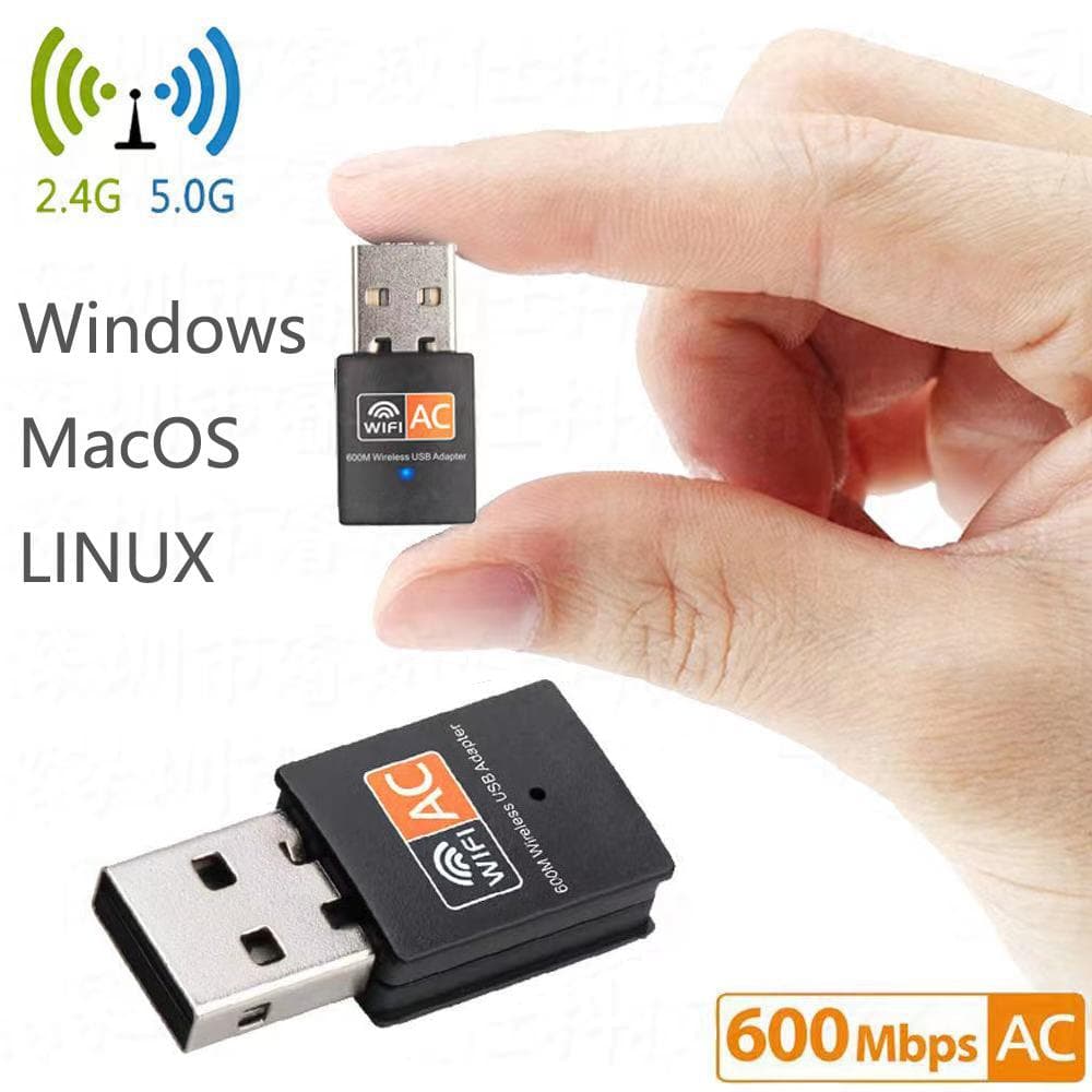 Adaptador USB WiFi de 600 Mbps Mini Placa de Rede Sem Fio AC Banda Dupla 2.4G / 5G Receptor USB Wifi