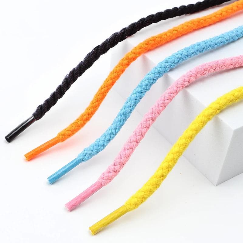 Cadarços redondos de algodão e linho para tênis, cadarço de corda de cânhamo com flor de caju para cadarços de 8 mm, 1 par 180cm bege