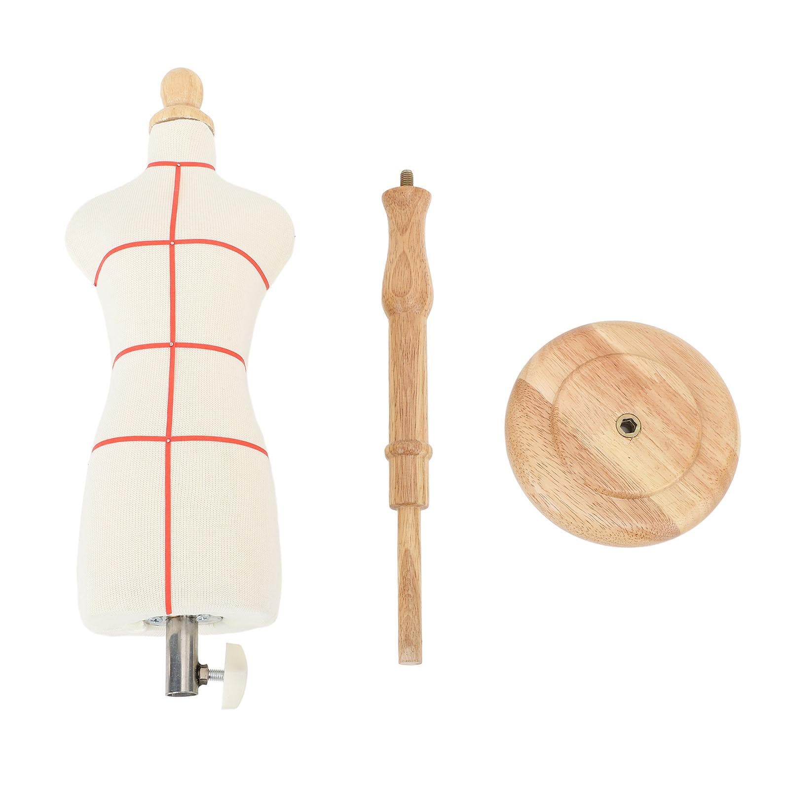 Manequim de vestido feminino de madeira de faia, manequim de torso estável com suporte para exibição e costura